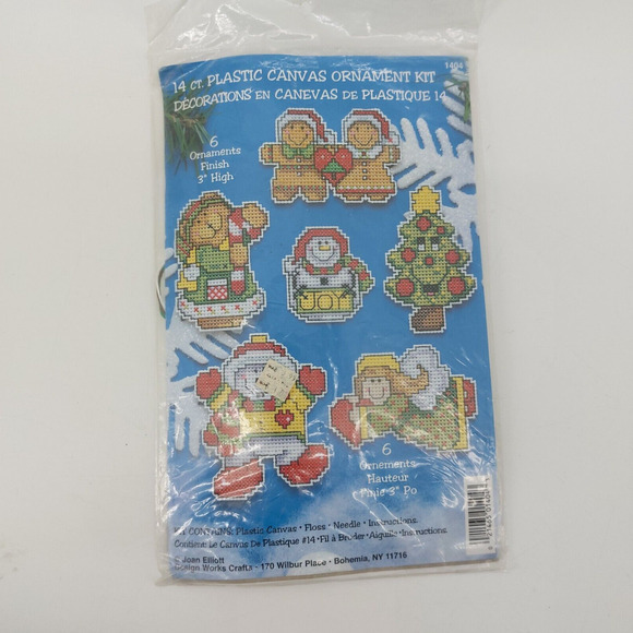 Design Works Plastic Canvas 6 Ornament Kit Opened Package 14 Ct Snowman Holiday - Picture 1 of 11